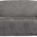 SureFit Soft Suede 1 Piece Sofa Slipcover in Middle Gray