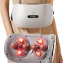 Dual Disc Abdominal Massager with Heat, Electric Belly Fat Burner Machine with Bian-Stone Massage Heads, Stomach Massager for Digestion to Relieve Bloating & Period Cramps, Constipation, Gas