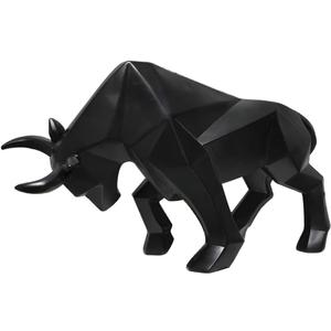 ASNOMY Polyresin Bull Figurine Home Decor, Abstract Sculptures, Originality Home Decoration Furnishing Animal Ornament, Geometric Surface Statues Home Decor Ornament