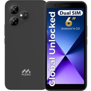 MIRO 4G Cell Phone - New Android 14 Go Edition Smartphone, 6" Display, 2GB+32GB (256GB 
), 3000mAh Battery, 5MP+2MP Camera, Dual SIM, 3.5mm Headphone Jack(Gray)