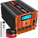 4000 Watt Pure Sine Wave Power Inverter 12V DC to 110V 120V Converter for Family RV Off Grid Solar System Car with Type-C Ports 4 AC Power Outlets Dual USB Ports LCD Display and Remote Control