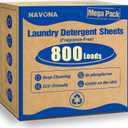 800 Loads Mega Pack Laundry Detergent Sheets, Eco-friendly Laundry Sheets, Powerful Cleaning, Suitable for Homes, Dorms, and Apartments- [Fragrance-Free]