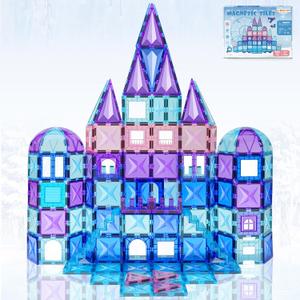 LionFuny 130Pcs Magnetic Tiles, 3D Diamond Magnetic Building Blocks Toys for Girls, STEM Sensory Educational Toys for Toddlers Kids, Birthday for Girls 3 4 5 6 7 8+ Year Old