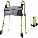 Folding Walkers for Seniors,FSA/HSA Eligible Medical Walker with Storage Bag and Glide Skis 5'' Front Wheel Lightweight Walker Height Adjustable Aluminum Standard Walker for Disabled (Green)