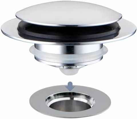 Chrome Plated Universal Tub Dain Stopper, Hidrop Pop Up Bath Drain Tip Toe Bathtub Drain Stopper,Conversion Kit Assembly, Replaces Lift and Turn, Tip-Toe and Trip Lever drains for Tub, EZ Install