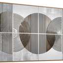 Tucai Decor Neutral Modern Abstract Wall Art - Large Horizontal Canvas Wall Art for Living Room Bedroom Office Grey Silver and Brown Circle Geometric Artwork Minimalist Framed Wall Decor Ready to Hang 20"x40"