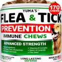 Flea and Tick Prevention for Dogs Chewables - 170 Treats - Natural Dog Flea and Tick Treatment Chewable Supplement - Oral Pills - All Breeds & Ages - Soft Chews - Made in USA - Chicken Flavor