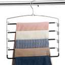 FeeraHozer Pants Hangers Non Slip 3 Pack Space Saving Hangers Multi-Layer Swing Arm Pants Hanger Stainless Steel Space Saver Hanger Closet Storage Organizer for Jeans Trouser Slacks Clothes (Black)