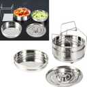 Stackable Stainless Steel Insert Pans - 6QT Instant Pot Accessories, 3 Tier Handle, Pot, Steamer, Pressure Cooker Cookware