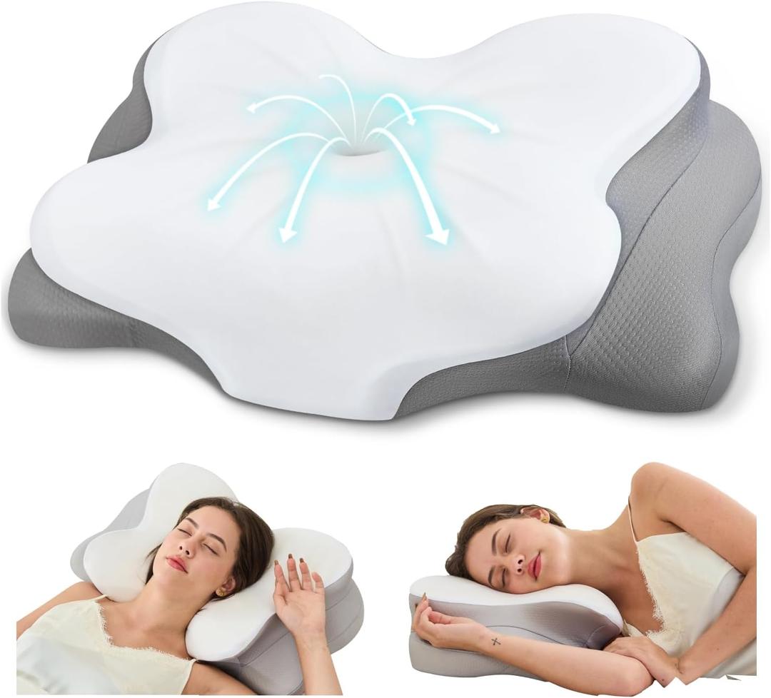 Cervical Neck Pillow, Ergonomic Memory Foam Pillows for Neck Pain Relief with Breathable Pillowcase, Adjustable Contour Neck Support Pillow for Side Back Stomach Sleepers, Odorless (White)