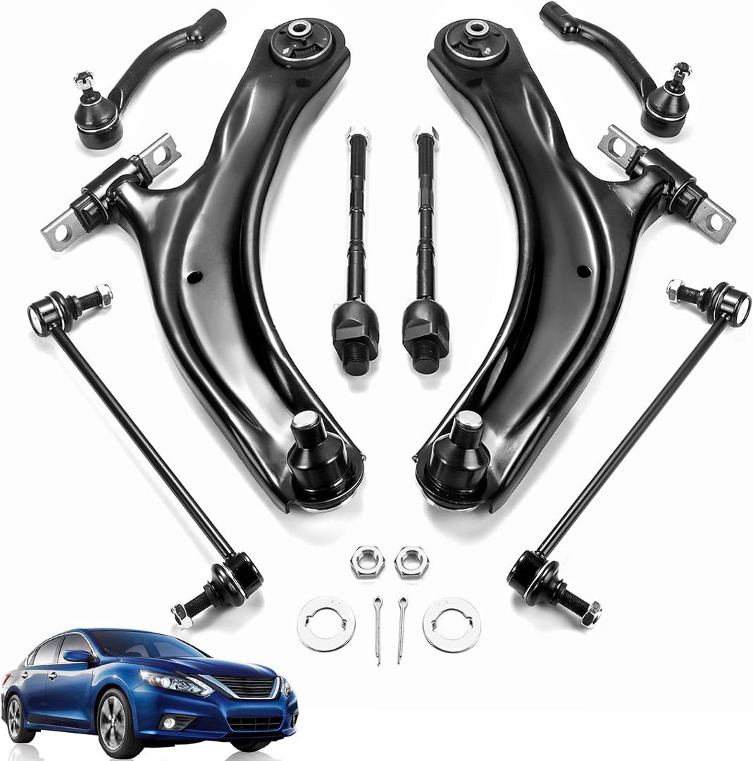 8pc Front Lower Control Arms - Suspension Kit for Nissan Rogue 2008-2013 & Select 2014-2015 with Control Arm + End Link + Tie Rod + Sway Bar