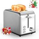 YSSOA 2 Slice Stainless Steel Toaster, 6 Shade Settings and Bagel/ Defrost/ Cancel Functions, with Extra Wide Slot & Removable Crumb Tray, for Various Bread & Waffle, Silver New