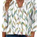 XIEERDUO 3/4 Length Sleeve Womens Tops V Neck Pleated Work Blouses Dressy Casual Summer Tops 2025 Trendy (L)