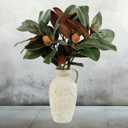 4Pcs Magnolia Branches 32 Inch Long Artificial Magnolia with Leaves and Fruit Stems 3D Plastic Printing Houseplant Greenery for Indoor Outdoor Home Office Wedding Vase Table Centerpiece Decor