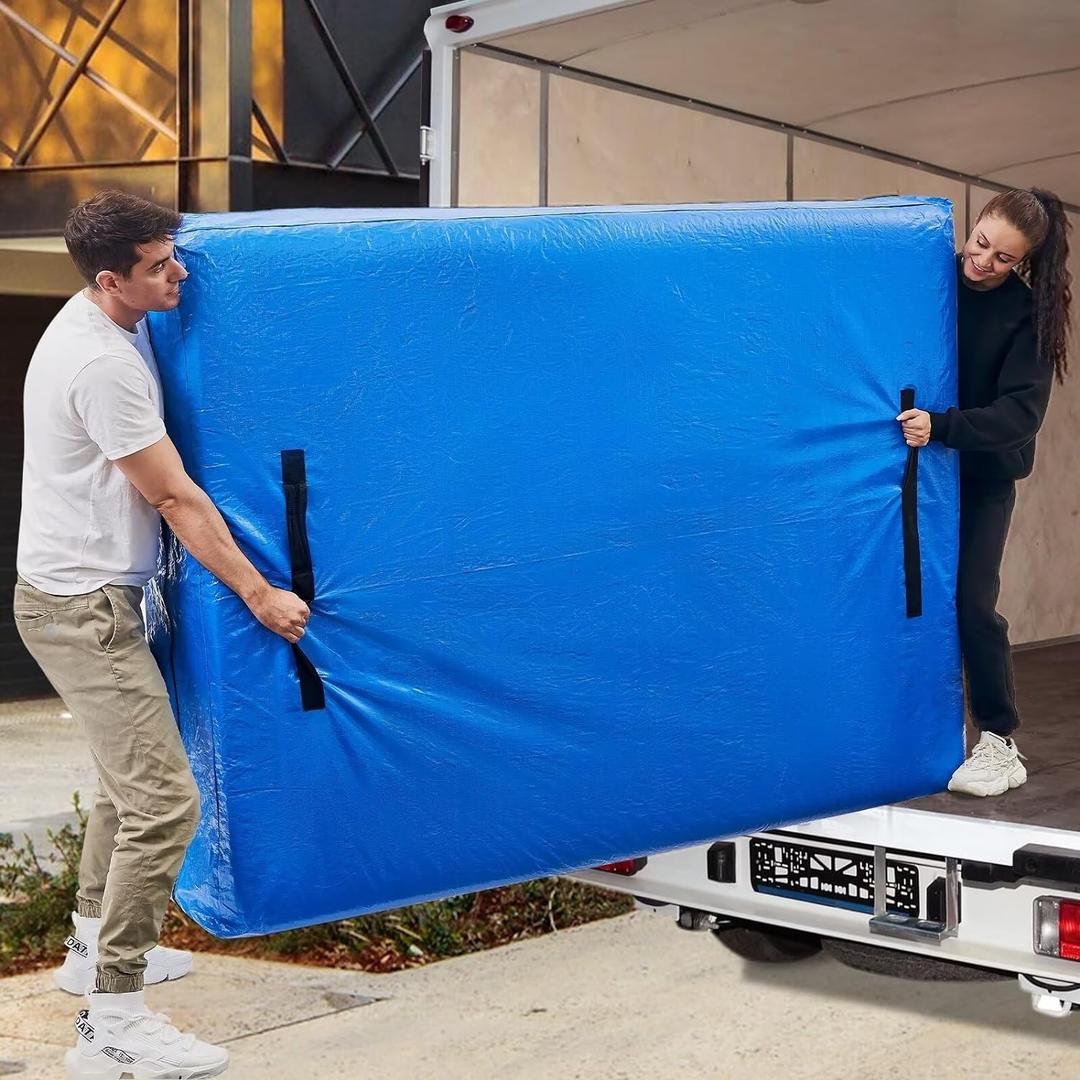 BETU Mattress Bags for Moving, Mattress Protector Waterproof Mattress Cover Queen Size Storage Bags with 8 Heavy-Duty Handles and Zipper for Bed Extra Thick Large Reusable (82"x62"x15" Blue) (Queen 1 Pack (82x62x15"))