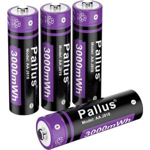 Pallus Lithium Rechargeable AA Batteries - 4 Pack 1.5v AA Rechargeable Lithium Batteries for Blink Camera, Fast Charging, Long-Lasting Power, Recharge Up to 1600 Times, Ideal for High-Drain Devices
