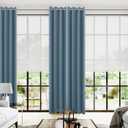 KOUFALL Blue Blackout Curtains 96 Inches Long for Living Room,Grommet Thermal Room Darkening Curtain for Bedroom 96 in Length 2 Panel Set,Dusty Grey Blue