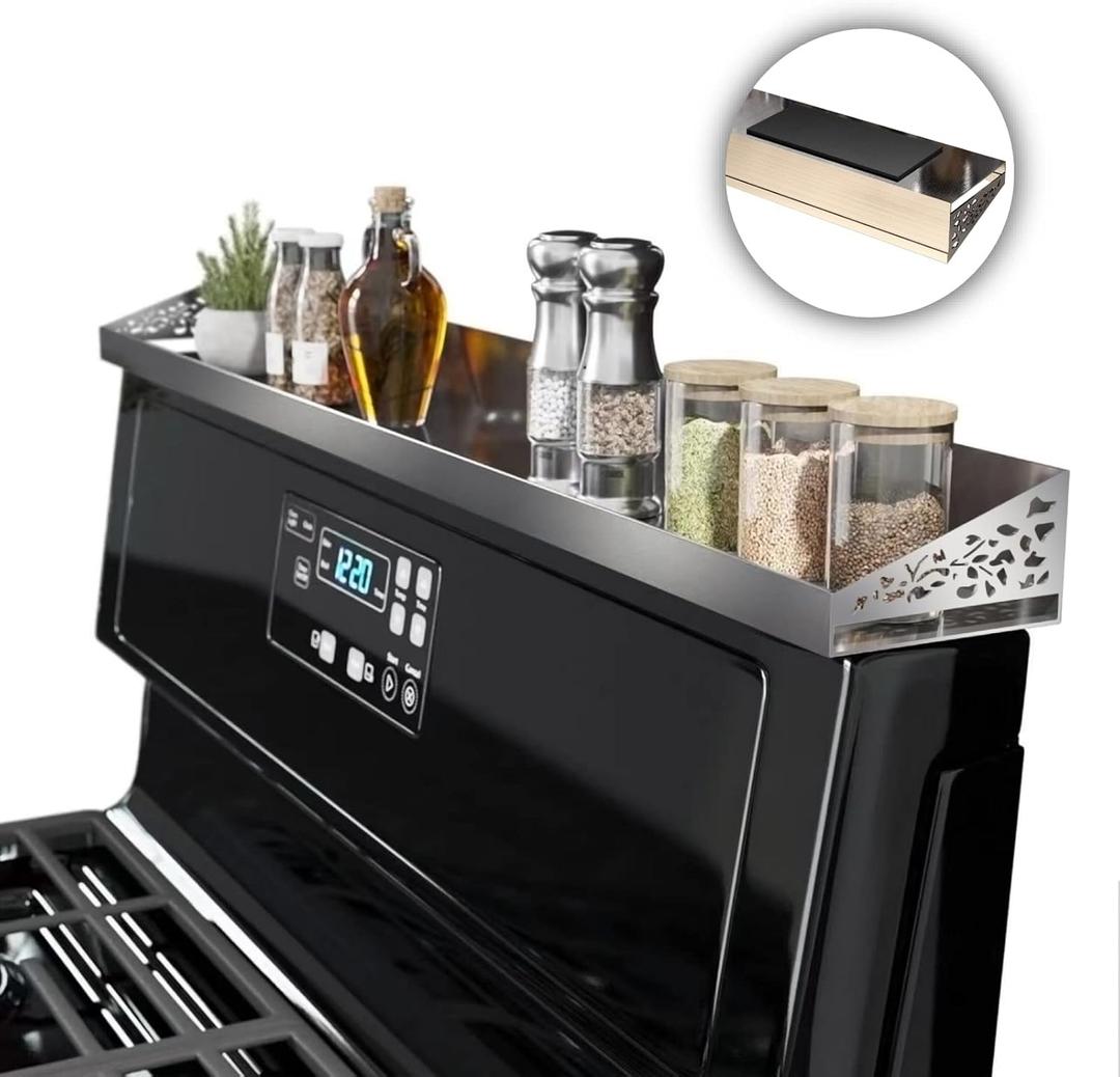 Magnetic Stove top Shelf, 30" Length, Magnetic Spice Rack Over the Stove, Oven Shelf for top of Stove, Seasoning Organizer, Kitchen Organizers and Storage (Stainless Steel)