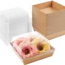 Ocmoiy Small Charcuterie Boxes with Clear Lids, To Go Paper Disposable Food Containers, 5 Inches Bakery Dessert Boxes for Sandwich, Cookie, Pastry, Cake Slice (Brown, 50ct)