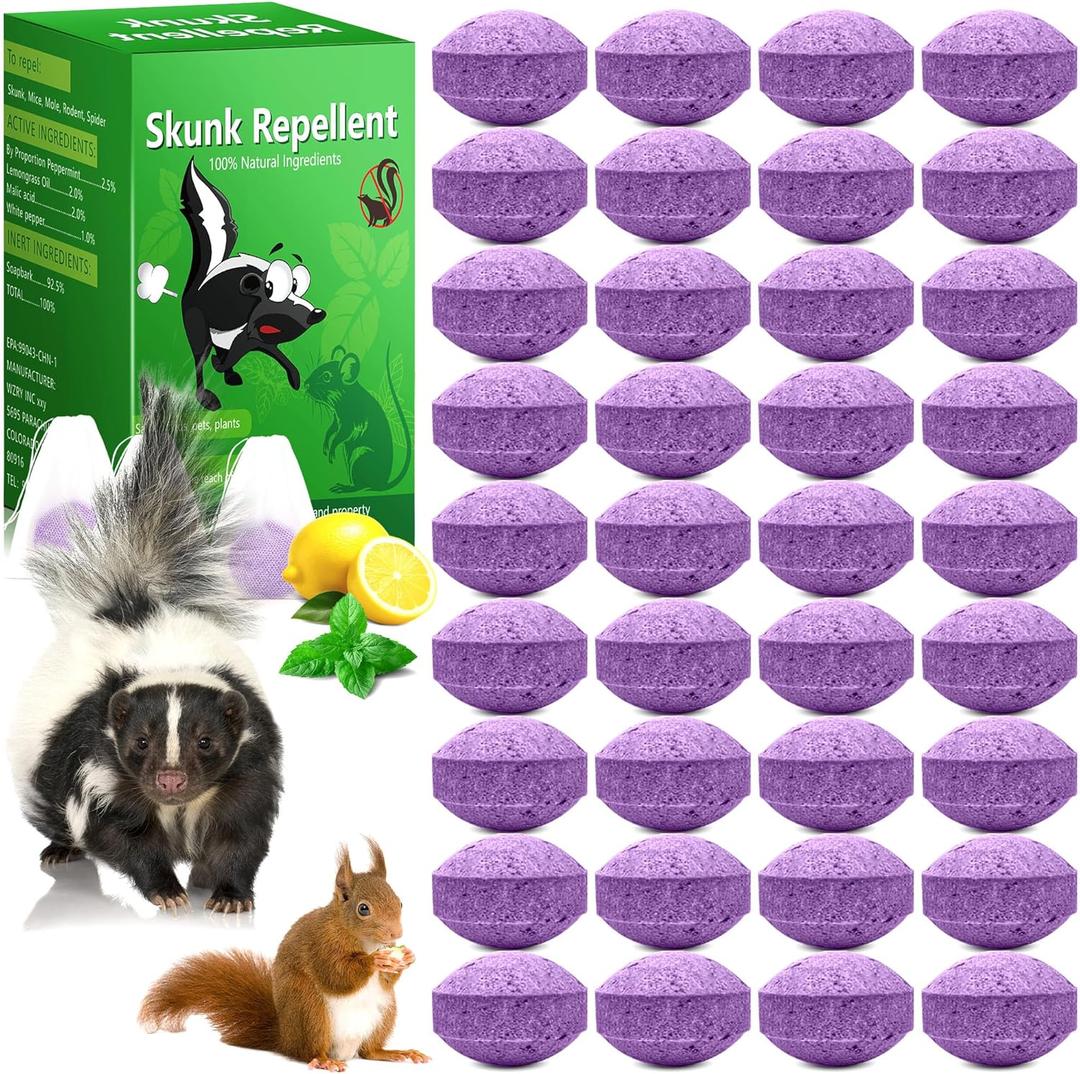 36 Pack Skunk and Raccoon Repellent for Yard, Powerful Peppermint Keep Rodent, Mice, Skunk, Raccoon, Squirrel Away from Yard Garden Lawn, Safe for Pets & Family