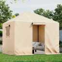 Winter Gazebo Cover for 10x12 Outdoor Hardtop Gazebos, Waterproof Enclosed Canopy Protective Covers Gazebo Accessories with 4 Sand Bags (Beige)