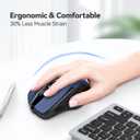 TECKNET Wireless Mouse, 2.4G Ergonomic Optical Mouse, Computer Mouse for Laptop, PC, Computer, Chromebook, Notebook, 6 Buttons, 24 Months Battery Life, 2600 DPI, 5 Adjustment Levels - Blue