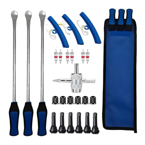 PINKJOY 15" Tire Spoon Kit, 26pcs Tire Changing Tool for Motorcycle Dirt Bike Lawn Tractor Bicycle, Motorcycle Tire Changer Tire Removal Tool with 3pcs Rim Covers 6pcs Valve Tool Valve Cores