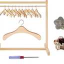 12 Pcs Doll Garment Rack - with Wooden Clothes Hanger, 18 CM Girl Mini Closet Clothes Hanger, Suitable for Doll Party Supplies, Doll Clothing Storage Accessories (Wood)