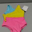 YOUNGER TREE Toddler Girl One Piece Swimsuit Color Block Stripe Swimwear Summer Beach Bathing Suit (6-9 Months, Bright Yellow Candy Color Block)