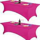 FORLIFE 2Pack Spandex Table CoversFitted Tablecloth for Rectangular Tables, Stretch Patio Table Covers, Universal Spandex Table Cover for Wedding, Banquet, Party (8ft, Fuchsia) (96" x 30" (Rectangle) 2PACK)