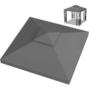 10x10ft Canopy Replacement Top, Double Tiered Pop up Gazebo Covers Replacement with 12 Velcros, Waterproof UV Protective Nylon, Outdoor Shelter for Grill, Patio, Event, Trade Show (Grey)