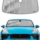 Windshield Sun Shade for Porsche Ma-can 2014-2025,Front Window Sunshade Shield,Reflective Sun Shade,Silver for Summer, Black for Winter