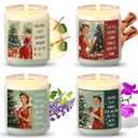 4 Pack Christmas Candle Gifts Set for Women Funny Vintage Xmas Holiday Natural Soy Wax Scented Candles Apple Harvest, Sea Salt, Cinnamon Vanilla and Orchid, White Sage and Lavender