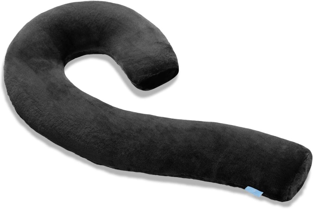 SCHNAUZER HOME Body Pillow for Adults - Soft Long Bed Pillows Insert for Sleeping - Shredded Memory Foam and Removable Washable Cover - Swan Shaped Side Sleeper Pregnancy Pillow 49 Inch (Black)