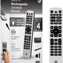 GE Rechargeable TV Remote Control, Universal Remote Control, Backlit Buttons, Samsung TV Remote Control Replacement for Smart TVs, Apple TV, Sony, Roku Replacement Remote, LG TV, 4-Device, 80984