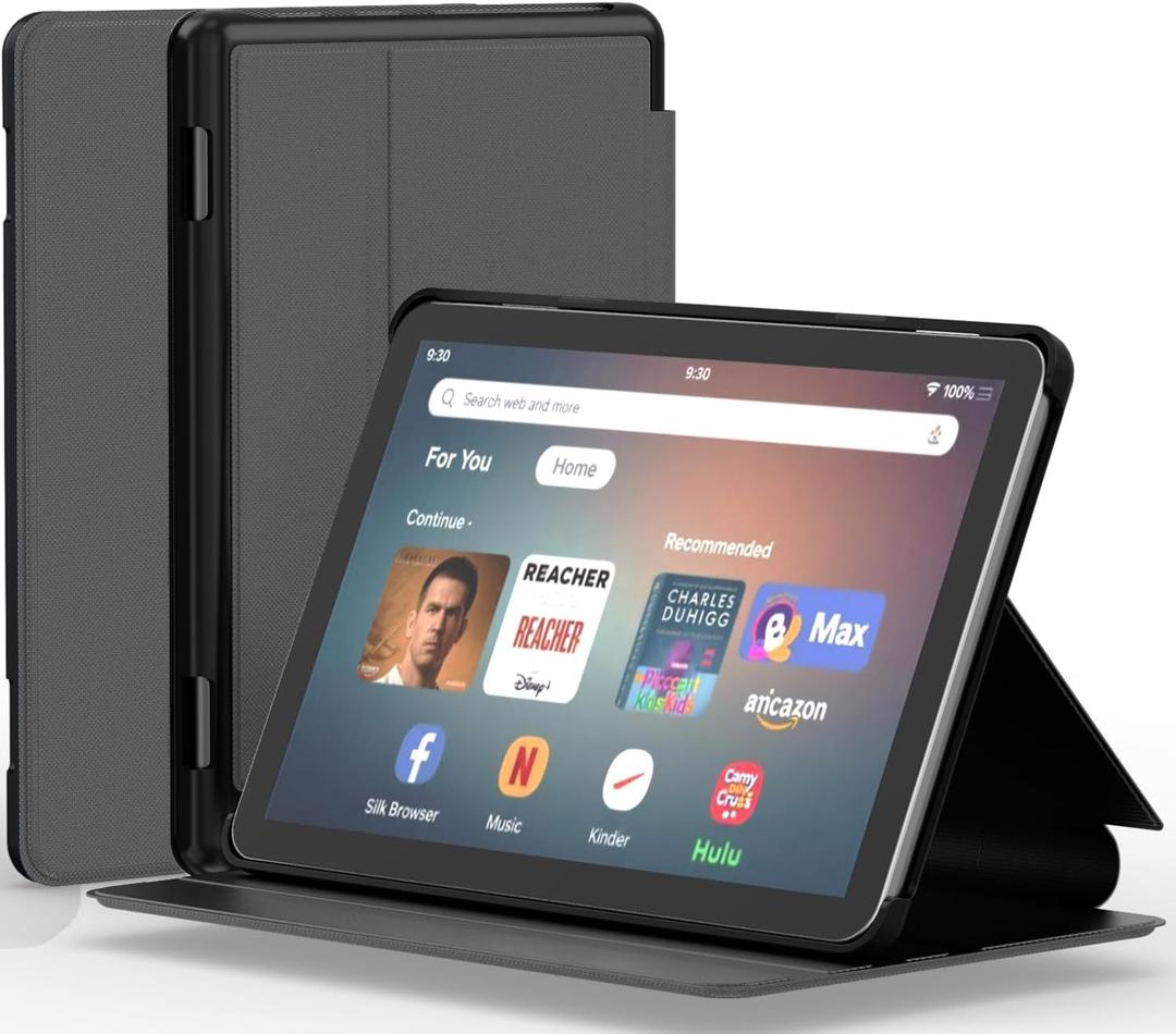 All-New 8 & 8 Plus Tablet Case (12th/10th Generation, 2024/2022/2020), SHREBORN Multi-Gear Adjustable Stand Cover with Soft TPU Back and Auto Wake/Sleep Also for 8in Sony Nokia-Grey