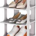 HAIXIN Shoe Rack for Closet - Stackable Shoe Organizer for Closet, Space-Saving Narrow Shoe Rack for Front Door Entrance, Grey (5 Tier)