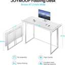 JOYMOOP White Folding Desk - 47.2", No Assembly Large Size Foldable Desk for Home, Office, Wooden Top Folding Computer Desk for Working, Writing, Studying, 47.2" Width