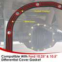 10.25 & 10.5 Differential Cover Gasket Compatible with Ford Sterling 10.25" & 10.5" Axle & LLR-F105, Steel Core with Rubber Coated Rear Differential Gasket, Leak Proof, Reusable, Easy Install