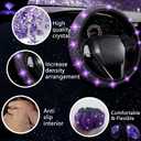 NBTEPEM 27 PCs Purple Violet Bling Car Accessories Set for Women, Steering Wheel Covers Universal Fit 15 Inch, Bling License Plate Frame, Bling Phone Holder, Bling Car Coasters