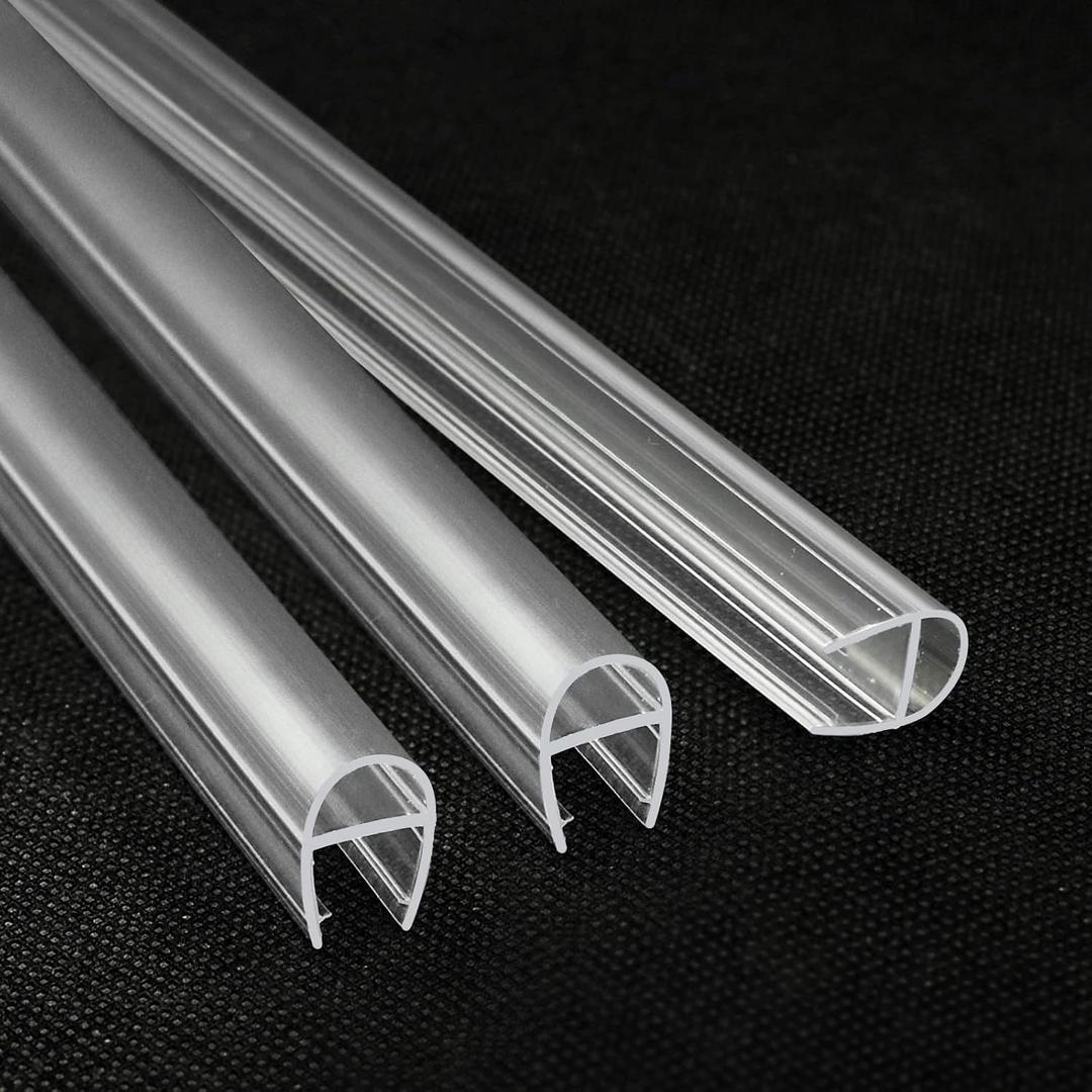 KOLAKO Shower Door Seal, 3PCS x 39.37 Inch Glass Door Sweep for 3/8Inch Frameless Shower Doors Side Seal Strip U-Type Waterproof Sealing Jam to Stop Leak