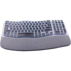 Silicone Keyboard Skin Cover Compatible for 2023 Logitech Wave Keys Wireless Ergonomic Keyboard & Logitech Wave Keys MK670, Logitech Wave Keys Keyboard Protector (Black)