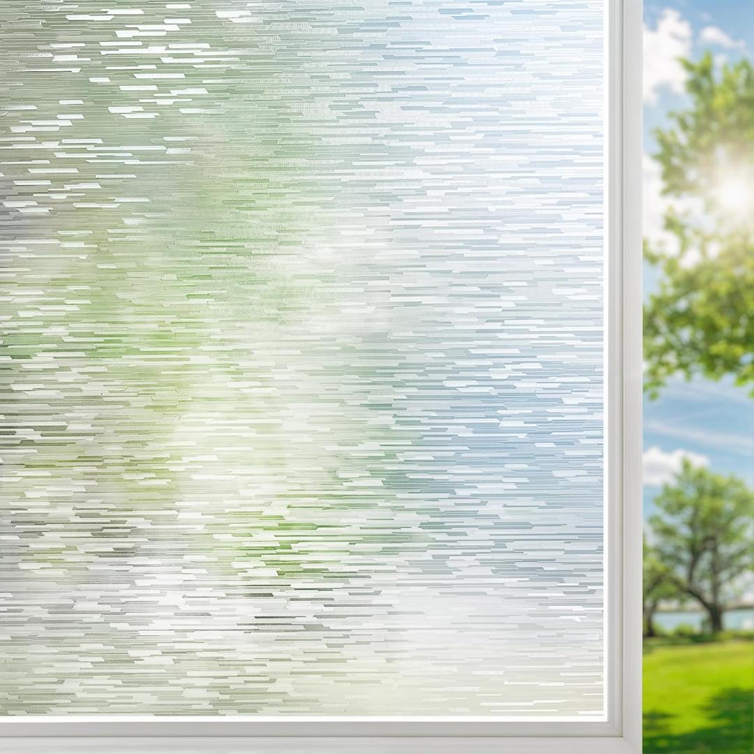 Frosted Glass Window Privacy Film Decorative, Bathroom Window Privacy Film for Glass Windows Cover, Static Cling, Removable, Reusable, Anti-UV, Anti-Glare, Heat Blocking, 29.5 inch by 78.7 Inch