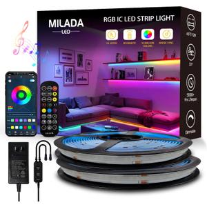 COB RGB Smart IC Strip Lights 40FT UL-Listed 24V Color Flowing Strip Light Multicolor Flexible Tape Lights with APP Control Music Sync for Bedroom Gaming Party Home Decor 220FT Rolls