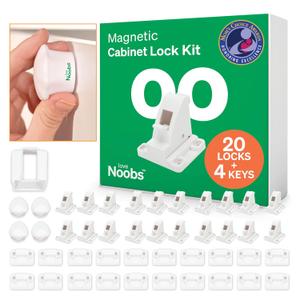 Easy Installation Magnetic Child Safety Cabinet Locks by LoveNoobs, 20 Locks + 4 Keys, Keep Your Little Ones Safe with Easy-to-Install, Secure Baby Proofing for Cabinets and Drawers
