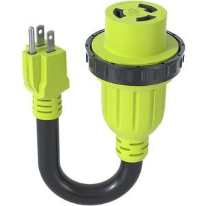 15 Amp to 30 Amp 110 Volt RV Plug Adapter Cord,NEMA 5-15P Male to L5-30R Twist Lock Female,Heavy Duty STW 10 Gauge for RV Trailer Camper,Electrical Power Dogbone Plug,ETL Listed (12 Inch)