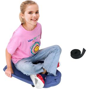 Large Scooter Board for Kids, Plastic Floor Scooter Board with Handles and Buckle, Gym Scooters for Indoor Outdoor Sports,Sensory Training