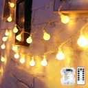 Globe String Lights Battery Operated Warm White Water proof 2 Pack 19.7FT 40 LED Globe Fairy String Light 8 Modes with Remote Control , for Home, Party, Christmas, Wedding, Garden Decoration