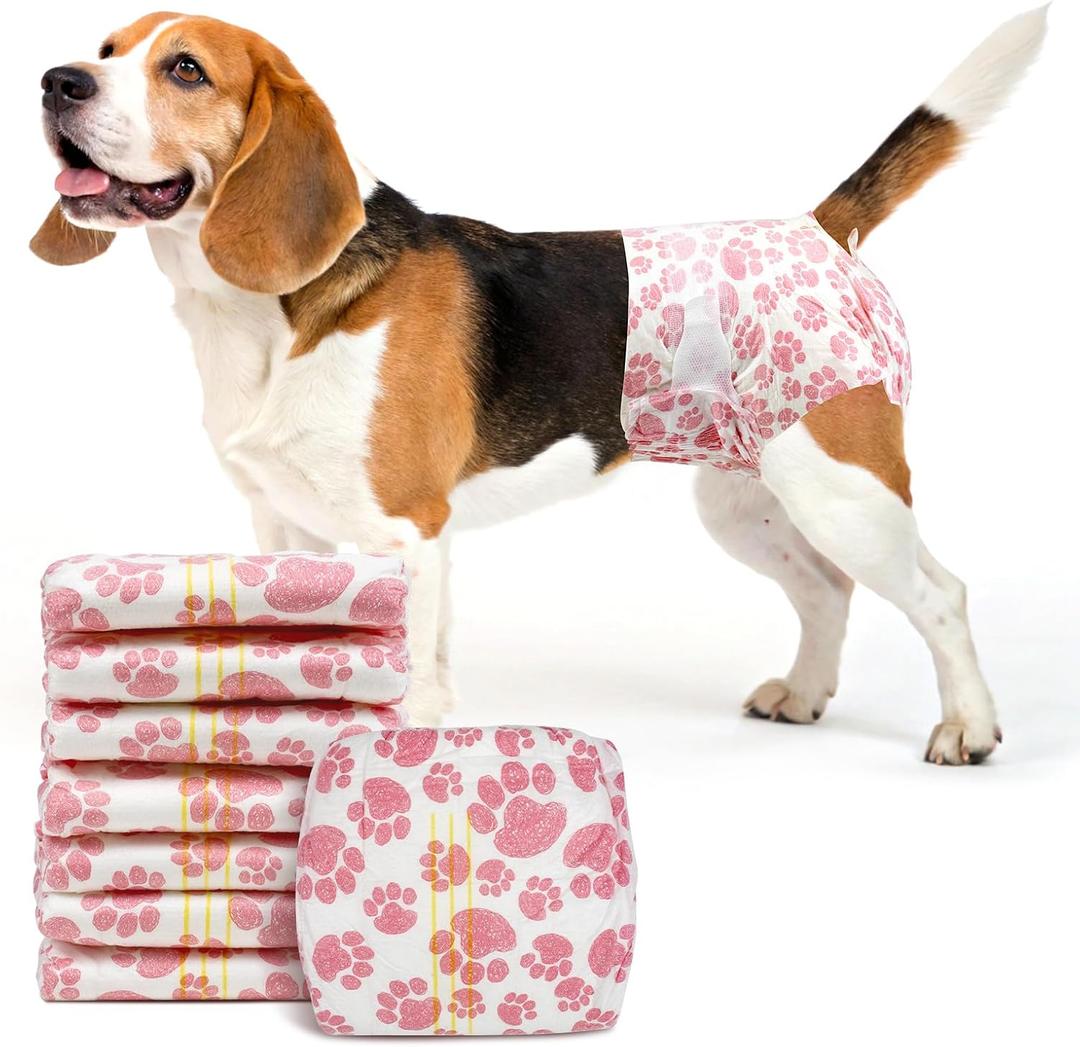 Dono Dog Diapers Female, Disposable Doggie Diapers, Super Absorbent Puppy Diapers with Adjustable Tail Hole, Wetness Indicator for Cats Doggy in Heat Period, Medium, 16 Count