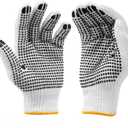 Grip Safety Work Gloves Anti-slip Dots Bulk Gloves Moist Cotton Knit Gloves for Garage Warehouse Construction (Black)